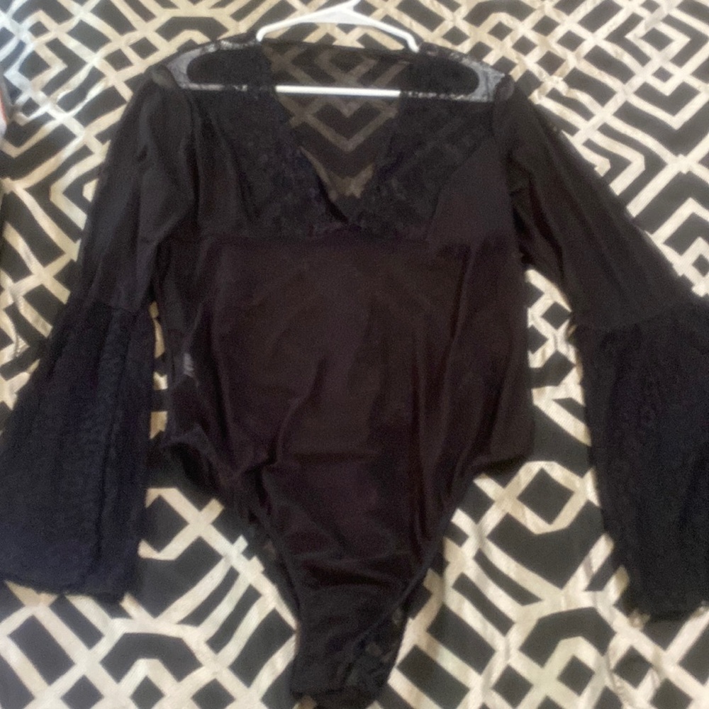 Plus Floral Lace Mesh Teddy Bodysuit